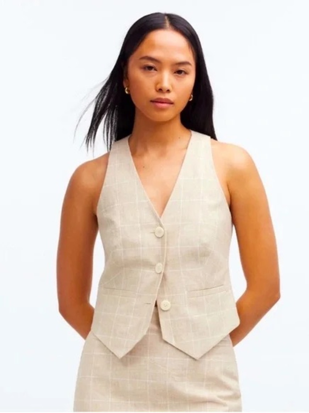 NWT Madewell Linen Vest Top in Plaid
